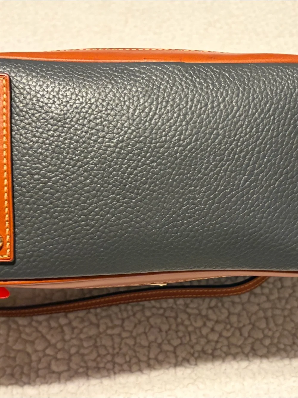 Dooney & Bourke Gray and Tan Pebbled Leather Dome Satchel